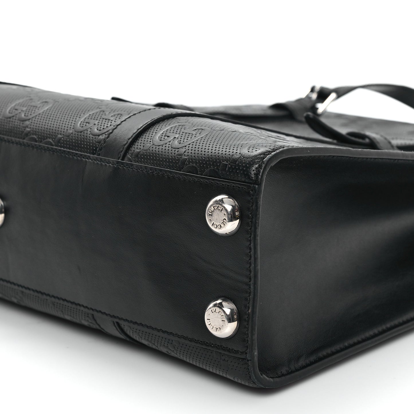 Calfskin GG Tennis Embossed Medium Tote Bag Black