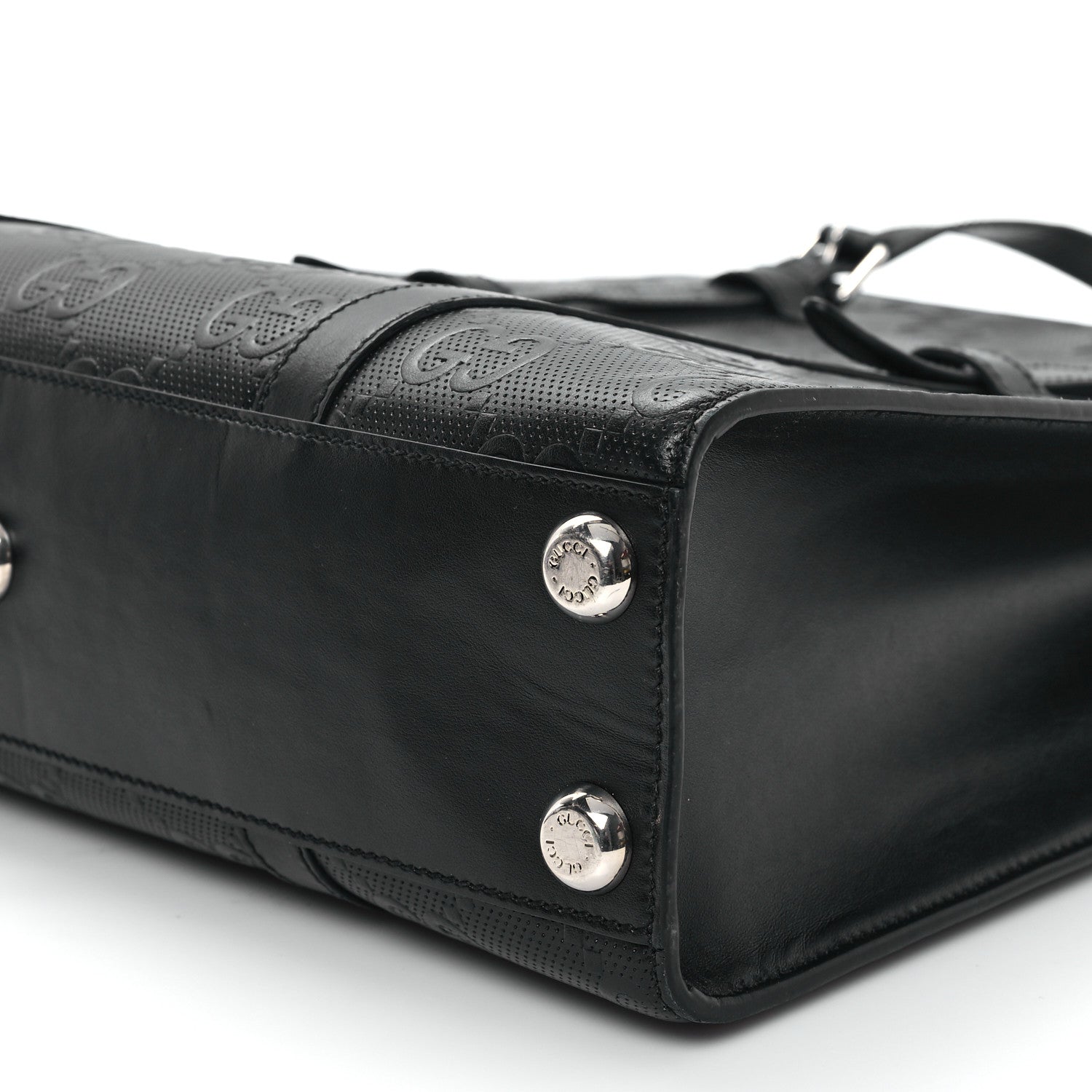 Gucci Calfskin GG Tennis Embossed Medium Tote Bag Black 9 of 11