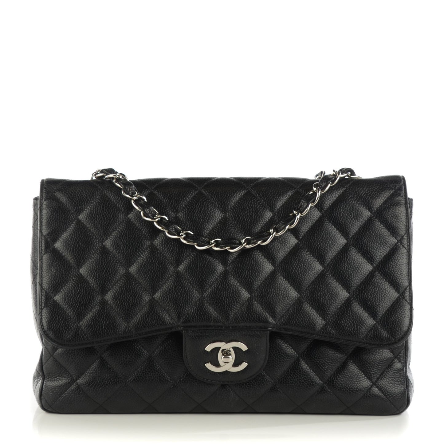 Caviar Quilted Jumbo Single Flap Black