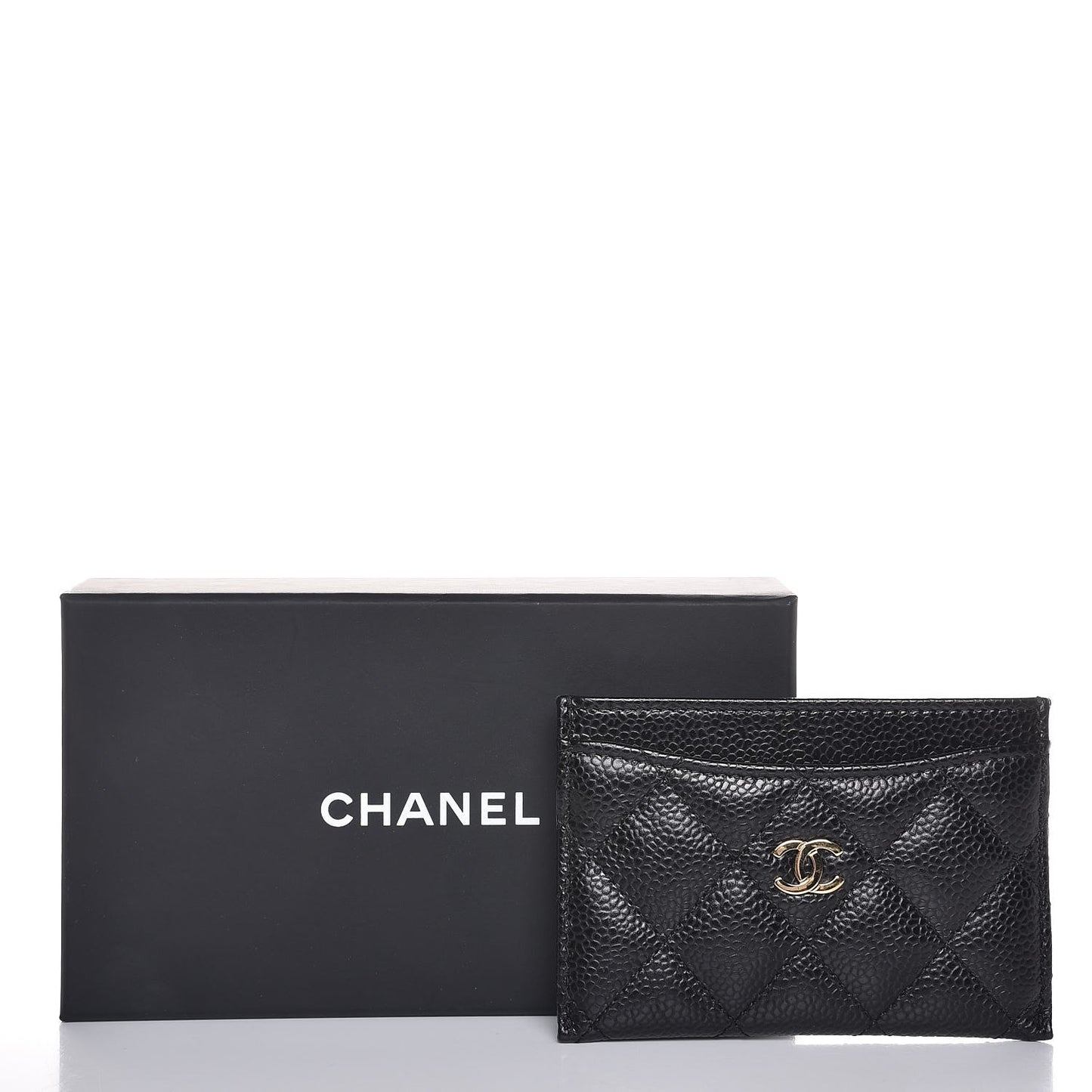 Caviar Quilted Card Holder Black