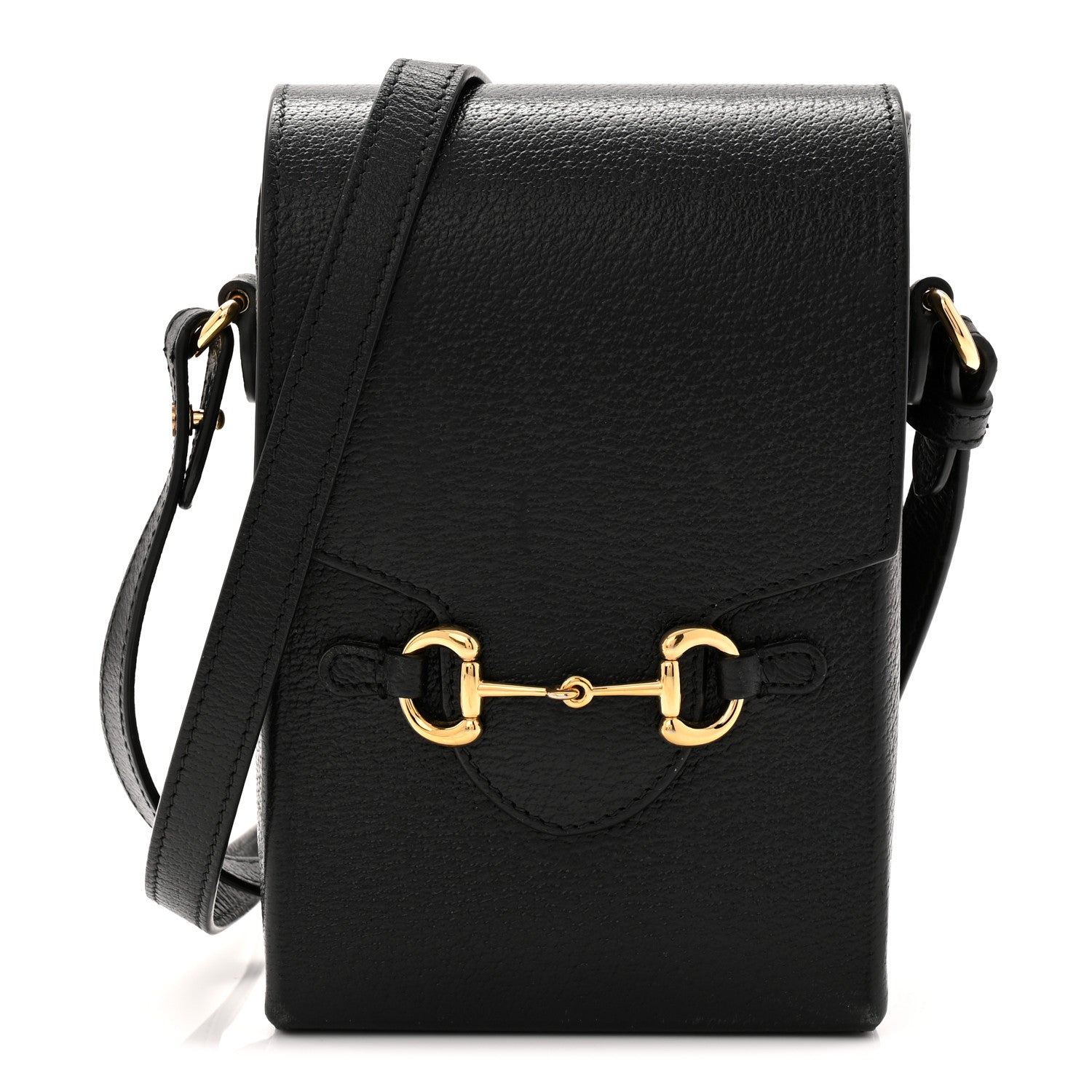 Gucci Dollar Calfskin Vertical Horsebit 1955 Crossbody Bag Black 1 of 10
