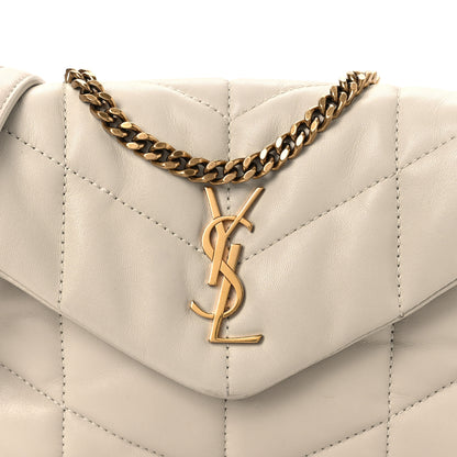 Saint Laurent Lambskin Quilted Toy Loulou Puffer Monogram Chain Satchel Crema Soft 8 of 14