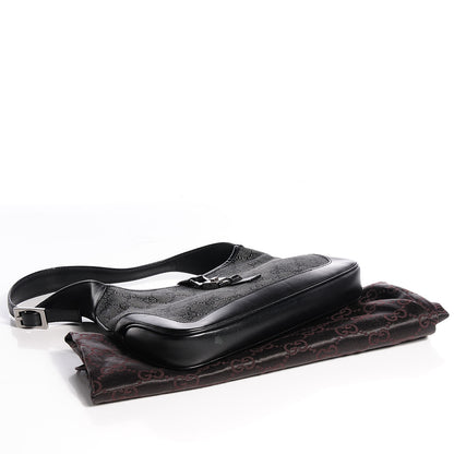 Gucci Denim Monogram Small Jackie O Hobo Black 4 of 7