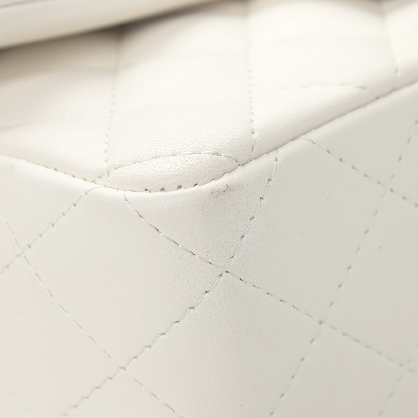 Lambskin Quilted Mini Rectangular Flap White