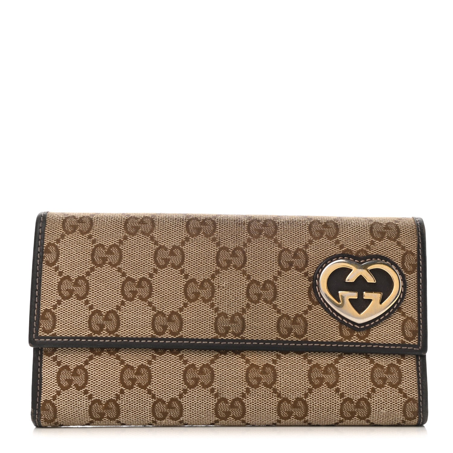 Gucci Monogram Lovely Heart Continental Wallet Brown 1 of 7