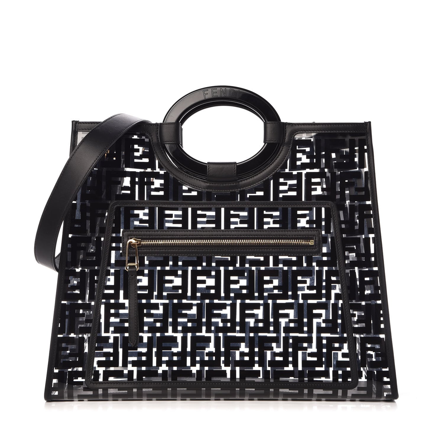 TPU FF Vitello Century Plexiglass Medium Runaway Shopper Tote Black