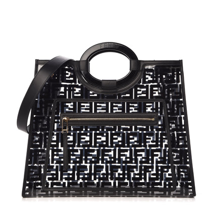 Fendi TPU FF Vitello Century Plexiglass Medium Runaway Shopper Tote Black 1 of 8