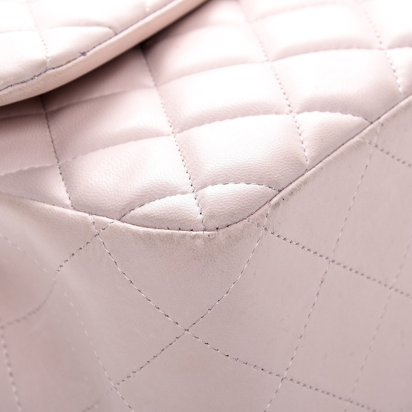 Lambskin Quilted Jumbo Double Flap Light Beige