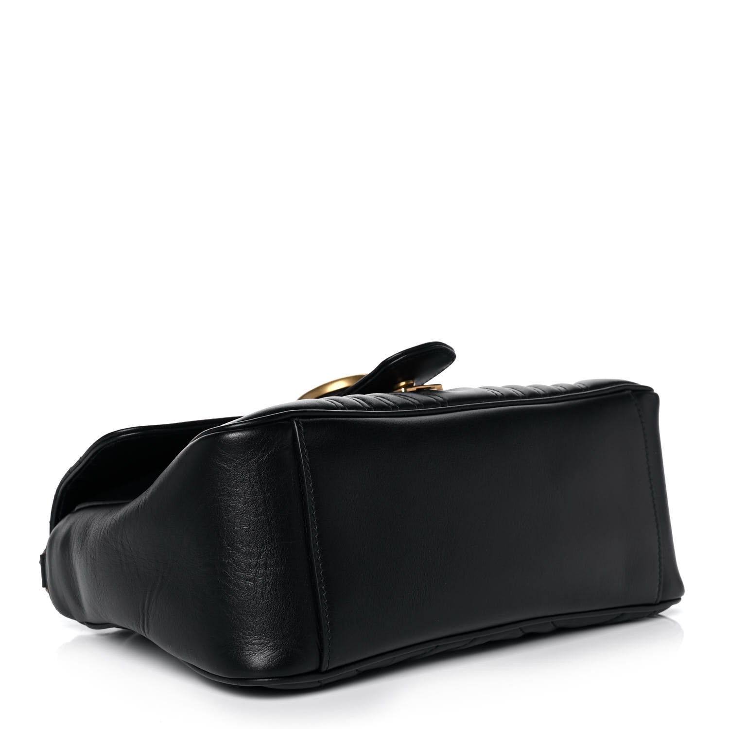 Gucci Calfskin Matelasse Small GG Marmont Top Handle Shoulder Bag Black 4 of 14