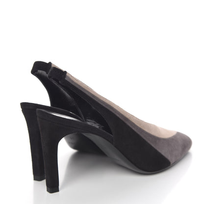 Hermes Suede Goatskin Tina Pumps 36 Black Multicolor 4 of 10