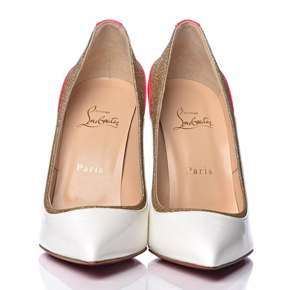 Christian Louboutin Glitter Patent Fluo Tucsick 100 Pumps 39 White Gold 2 of 10