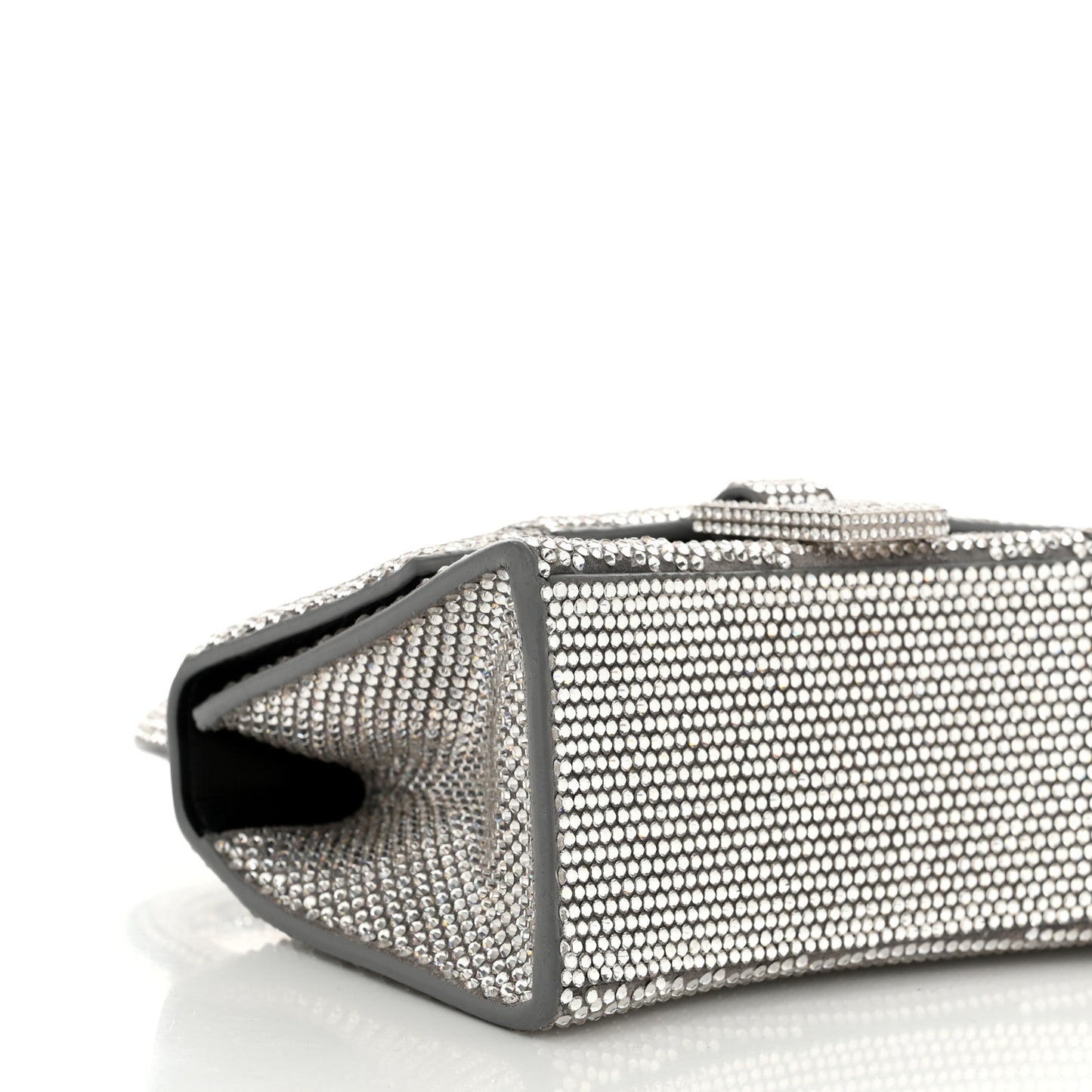 Strass Suede Hourglass Top Handle Bag XS Smoke Grey Crystal