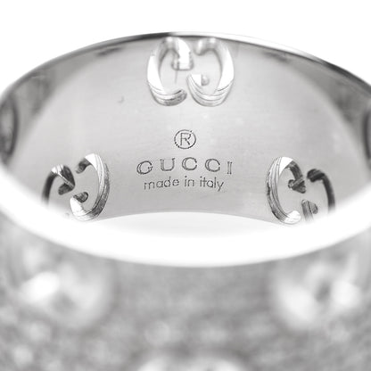 Gucci 18K White Gold Diamond Wide Icon Stardust Band Ring 52 6 4 of 5