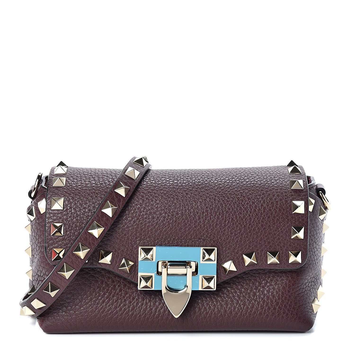 Valentino Garavani Pebbled Calfskin Mini Rockstud Crossbody Bag Rubin 1 of 8