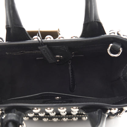 Burberry Pebbled Calfskin House Check Studded Baby Banner Tote Black 5 of 8