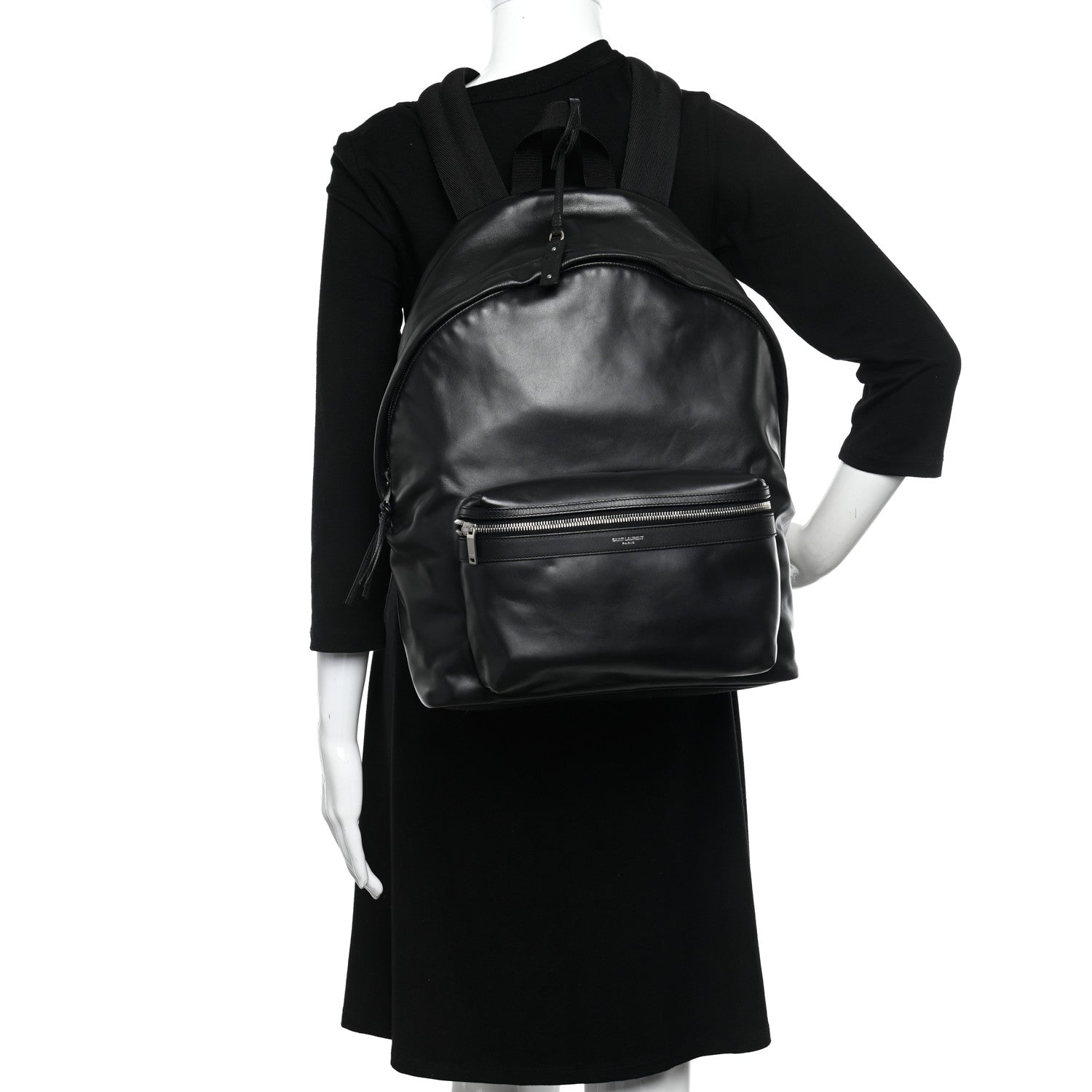Saint Laurent Calfskin City Backpack Black 3 of 12