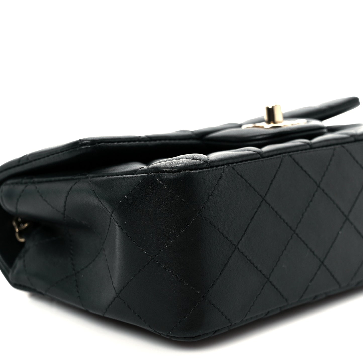 Lambskin Quilted Mini Rectangular Flap Black