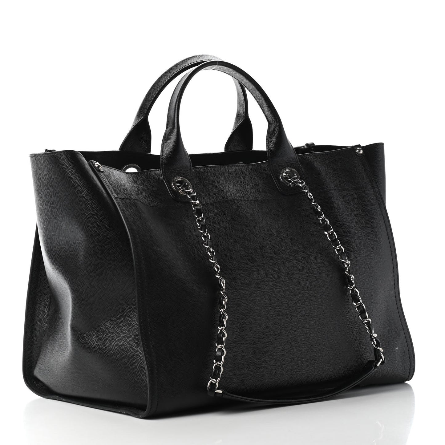 Caviar Medium Studded Deauville Tote Black