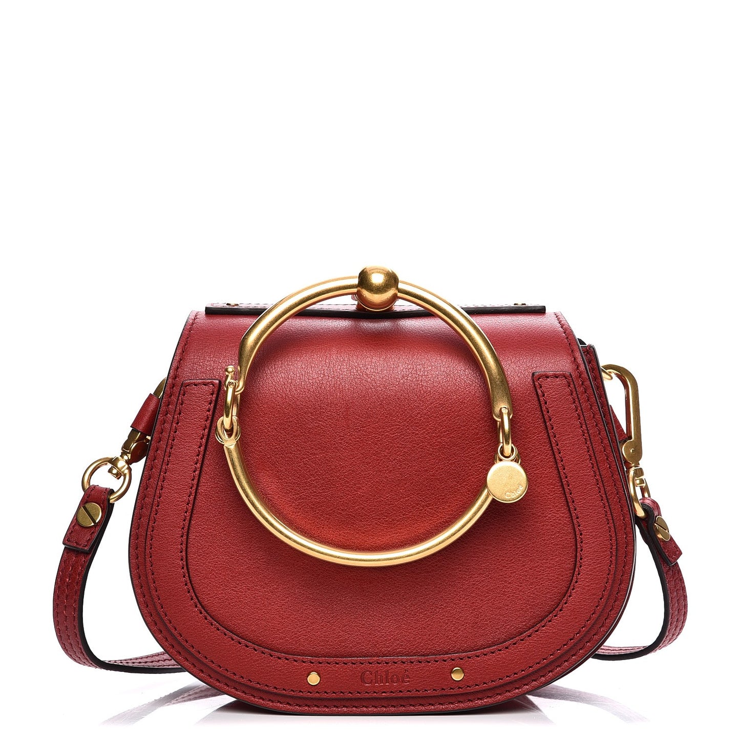 Calfskin Suede Small Nile Bracelet Bag Intense Red