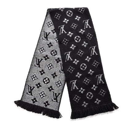 Louis Vuitton Wool Silk Logomania Shine Scarf Black 2 of 4