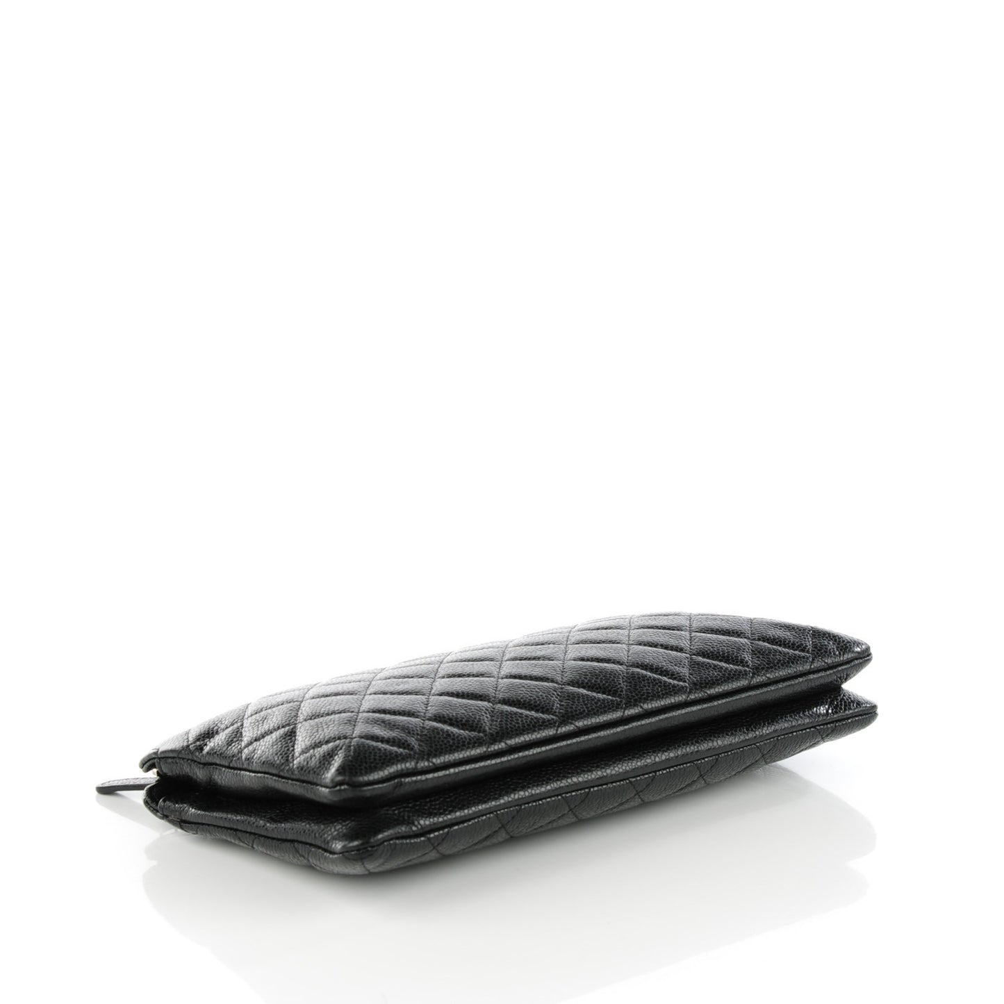 Caviar Quilted Large Zipped Clutch Black