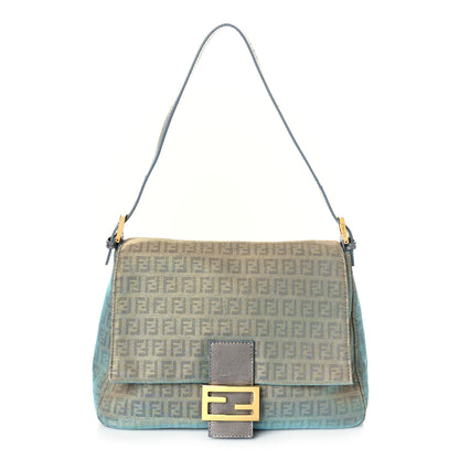 Fendi Metallic Zucchino Canvas Forever Mama Baguette Platinum Light Blue 1 of 9