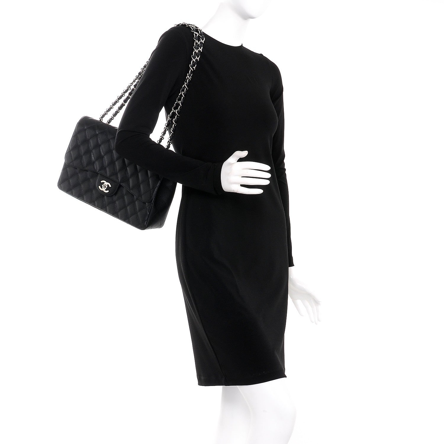 Chanel Caviar Quilted Jumbo Single Flap Black 3 of 10