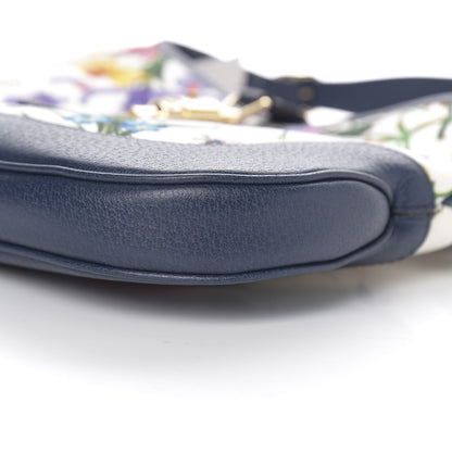 Gucci Canvas Flora Medium Jackie Hobo Blue Agata 8 of 9