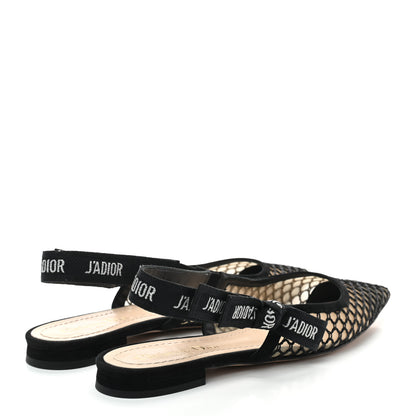 Christian Dior Resille Lambskin Ribbon J'Adior Slingback Ballet Flats 37 Black 4 of 8