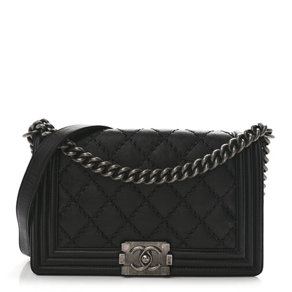 Chanel Calfskin Double Stitch Medium Boy Flap Black 1 of 10