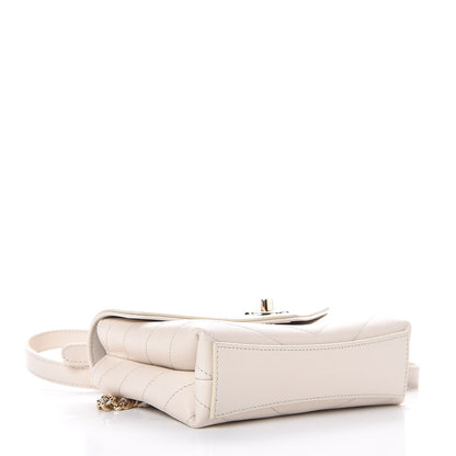 Chanel Calfskin Chevron Stitched Waist Bag Fanny Pack Ivory 4 of 7