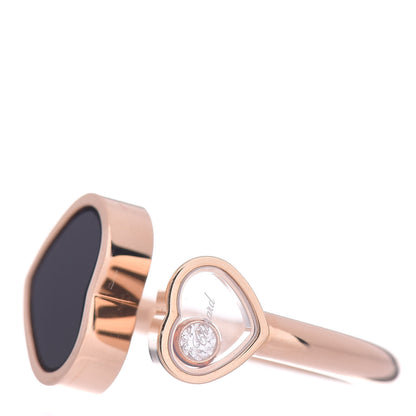 Chopard 18K Rose Gold Diamond Black Onyx Happy Hearts Ring 51 5.75 3 of 8
