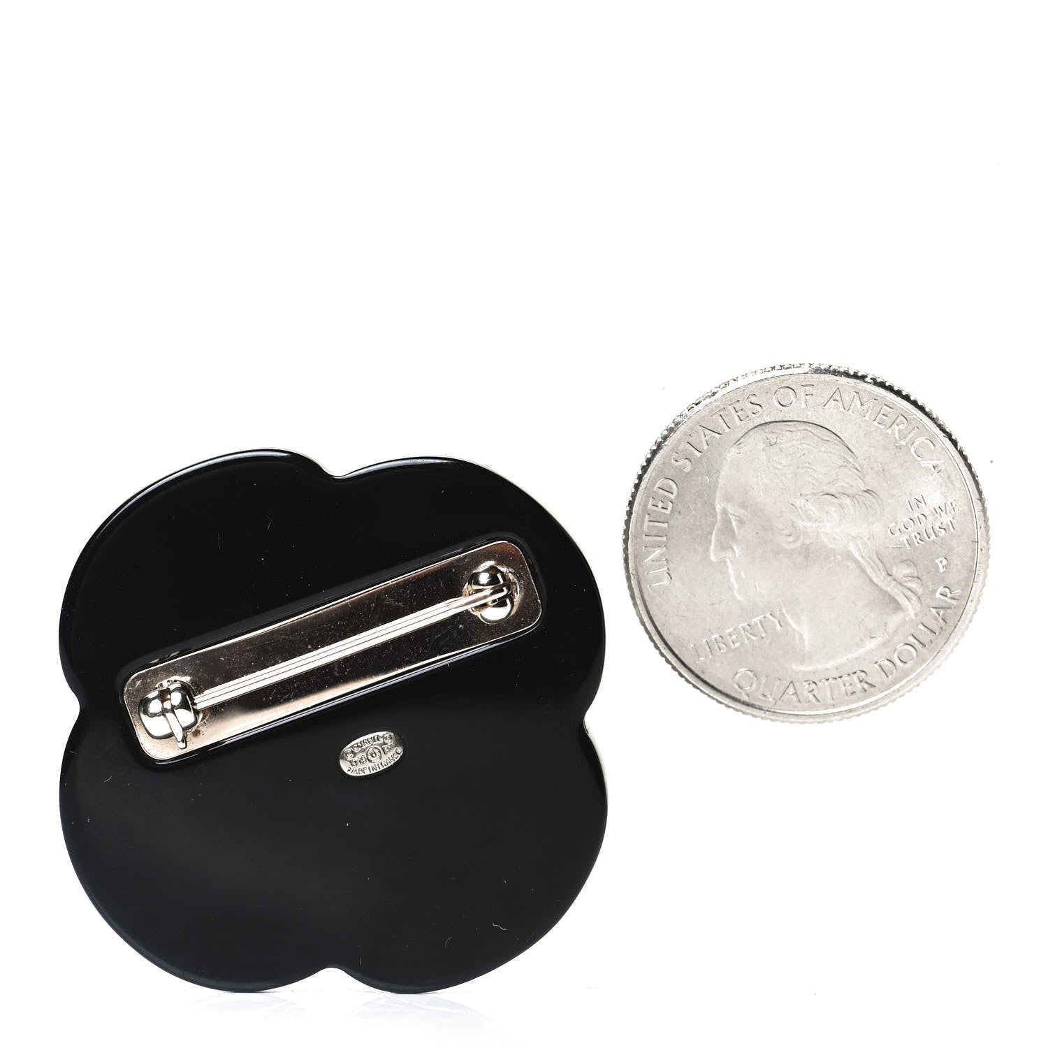 Chanel Resin Pearl Camellia Brooch White Black 2 of 4