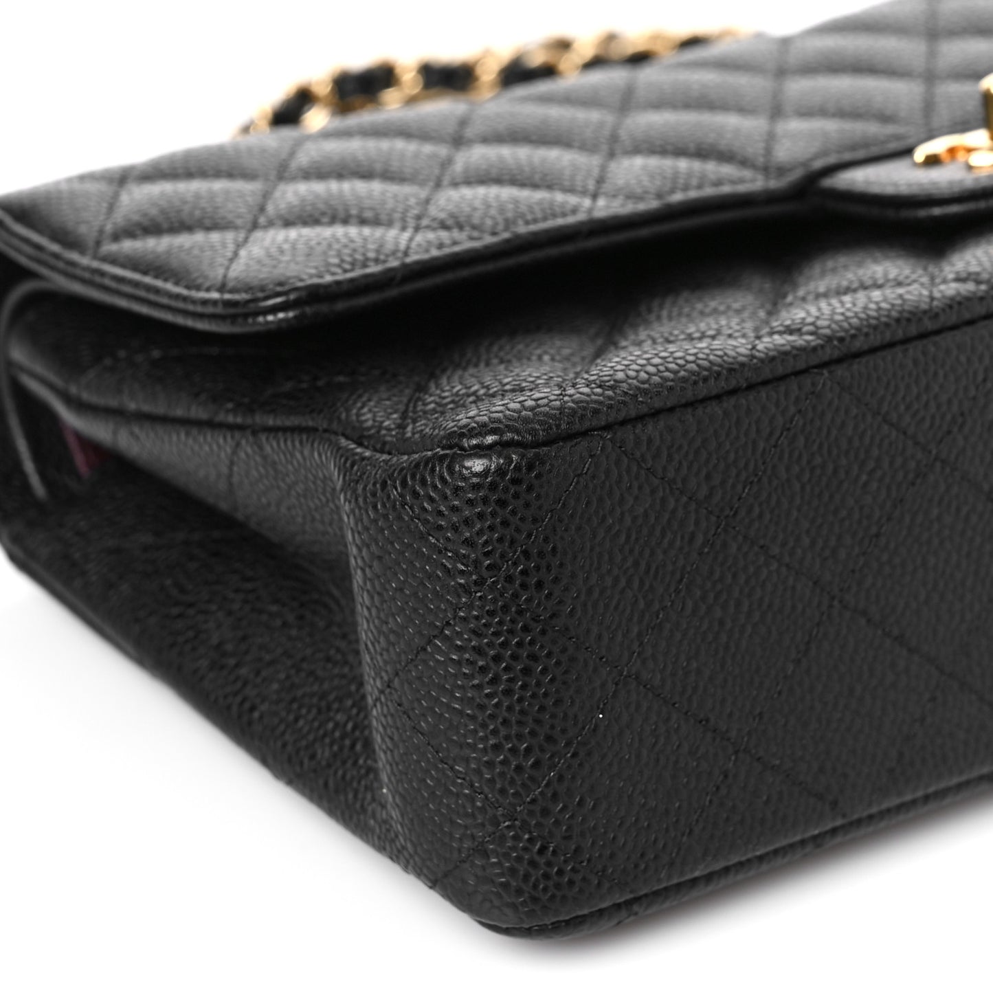 Caviar Quilted Medium Double Flap Black