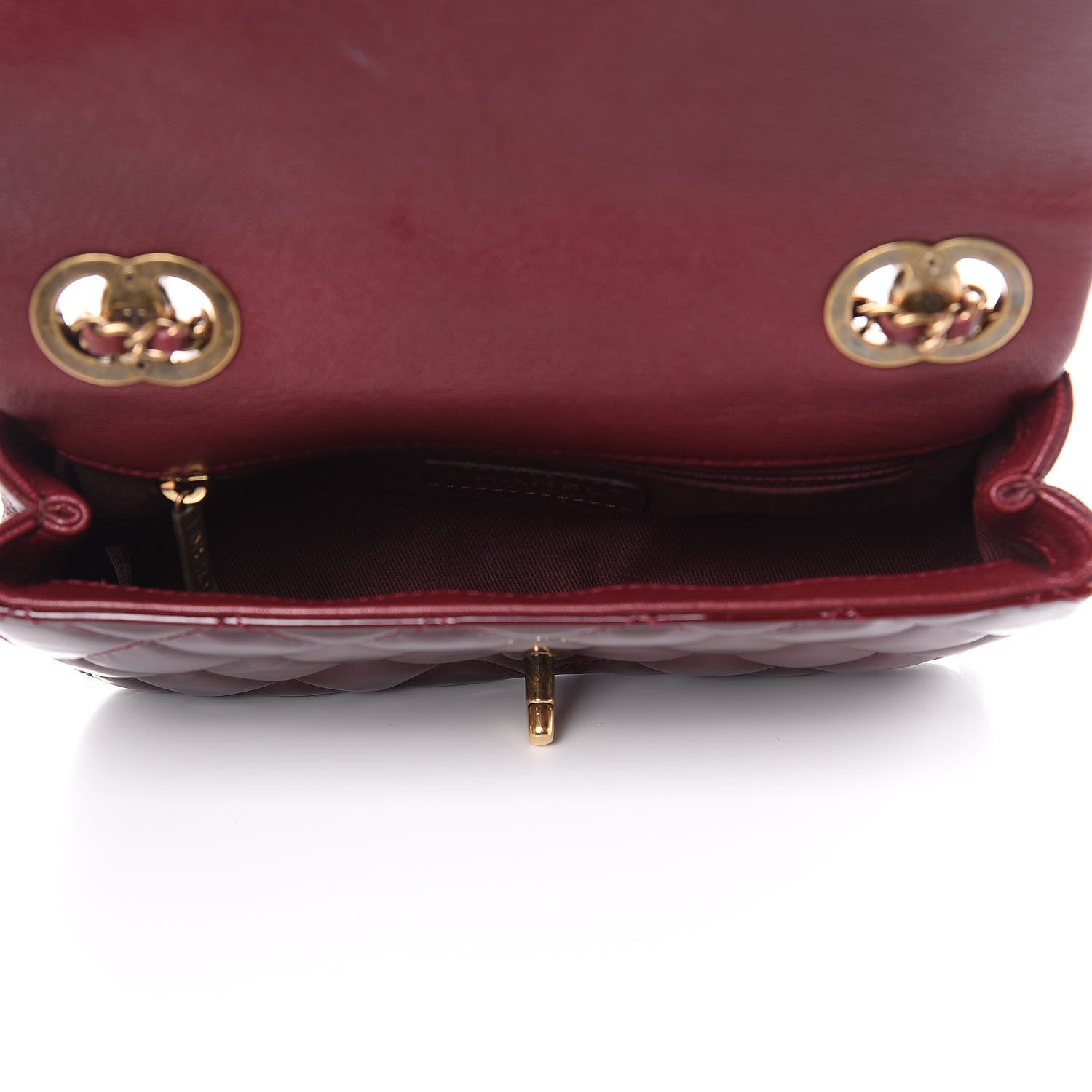 Chanel Patent Goatskin Quilted Medium CC Eyelet Flap Burgundy 5 of 12