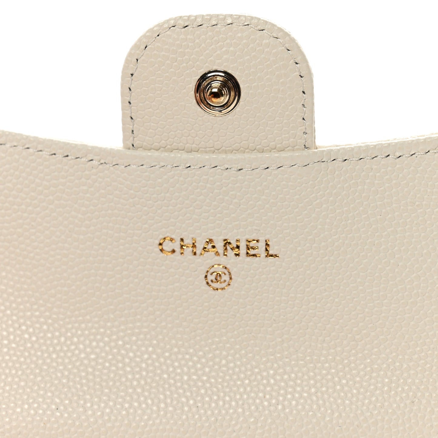 Caviar Quilted Flap Card Holder Wallet White