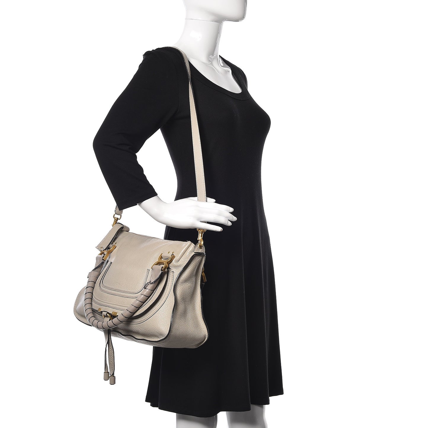 Calfskin Medium Marcie Satchel Cashmere Grey