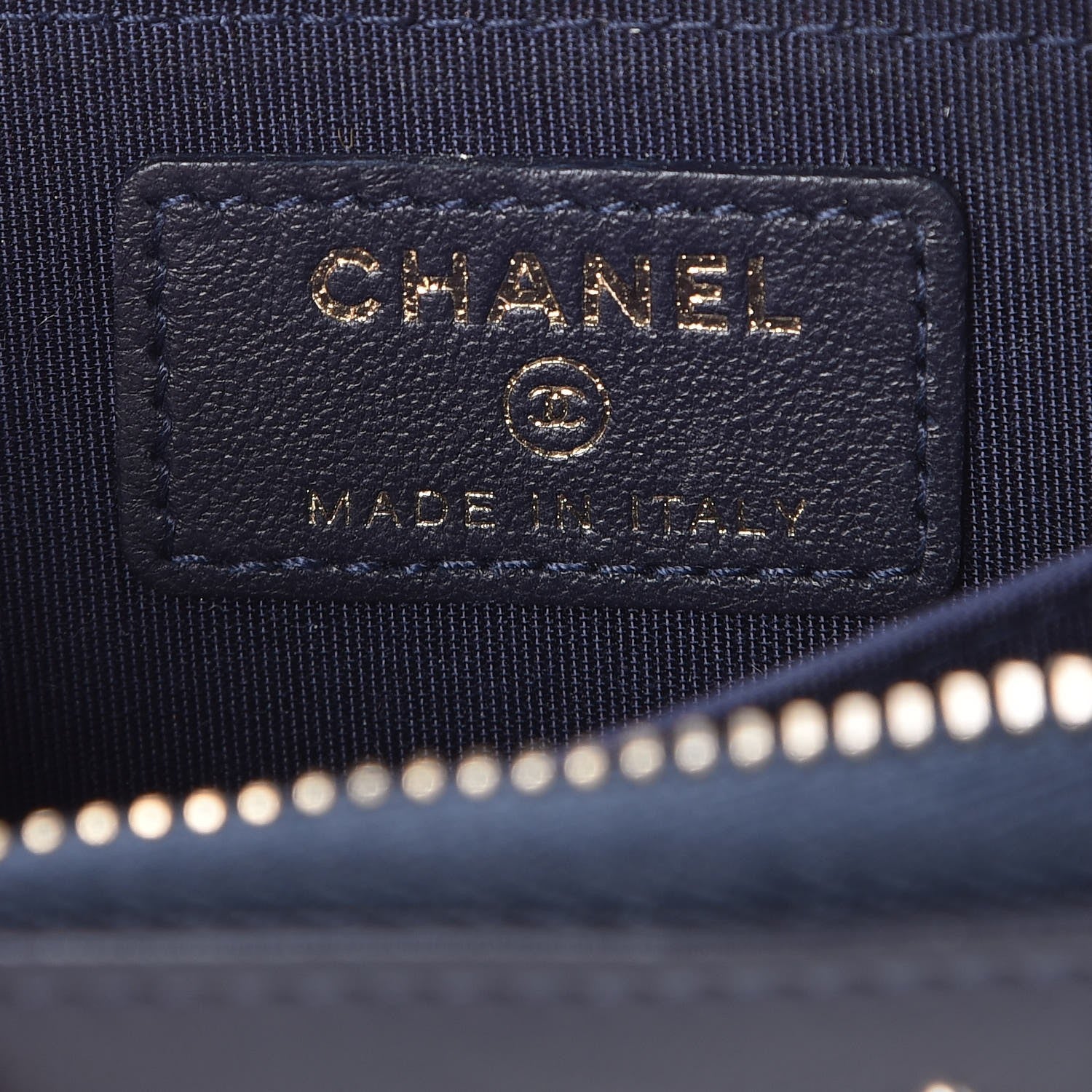 Chanel Lambskin Studded Zip Around Coin Purse Wallet Dark Navy 6 of 8