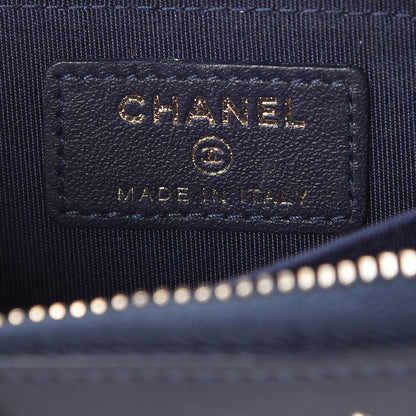 Chanel Lambskin Studded Zip Around Coin Purse Wallet Dark Navy 6 of 8