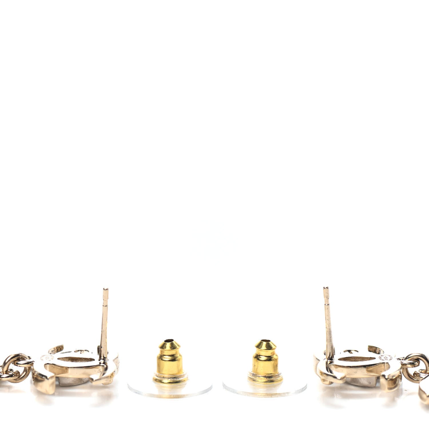 Chanel Crystal Pearl Double CC Drop Earrings Gold Silver 3 of 4