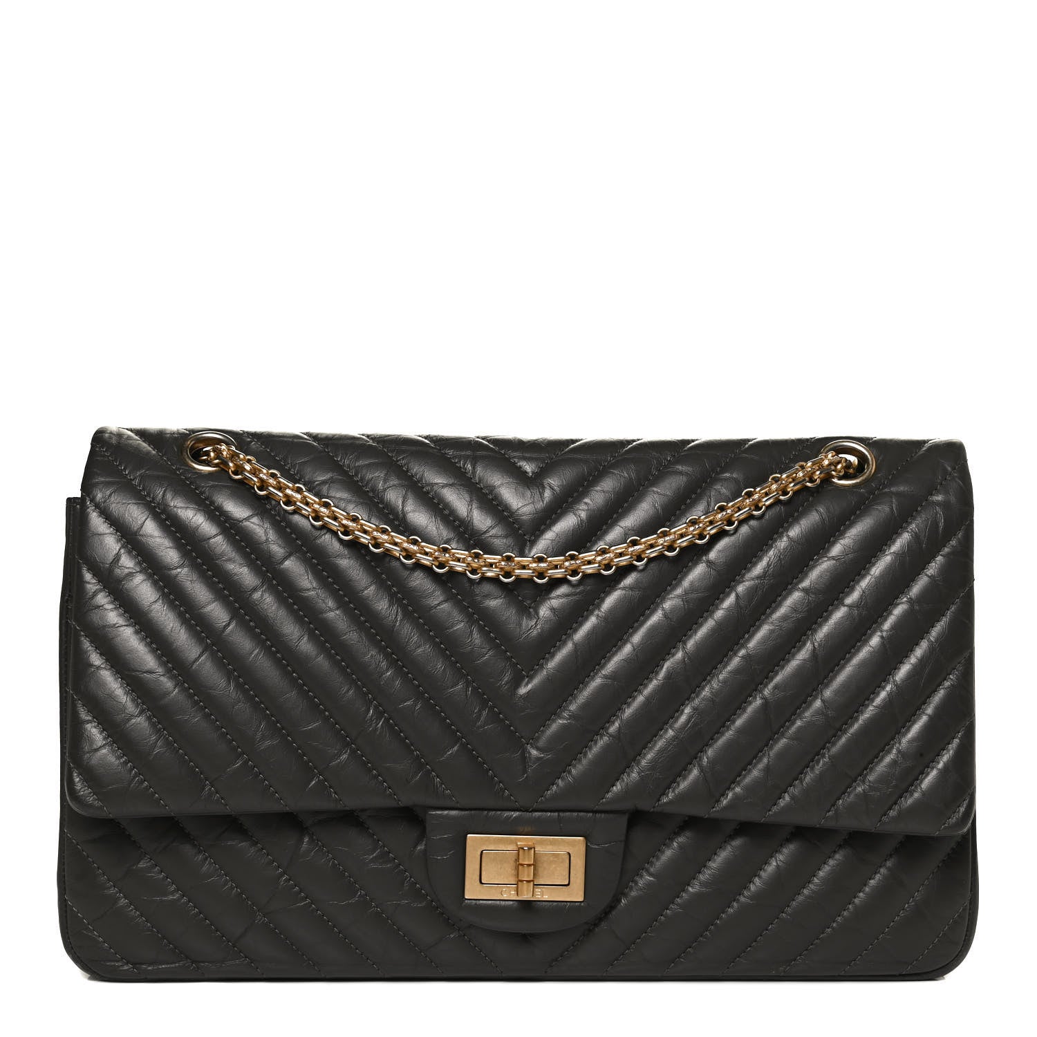 Chanel Aged Calfskin Chevron Quilted 2.55 Reissue 227 Flap Grey 1 of 21