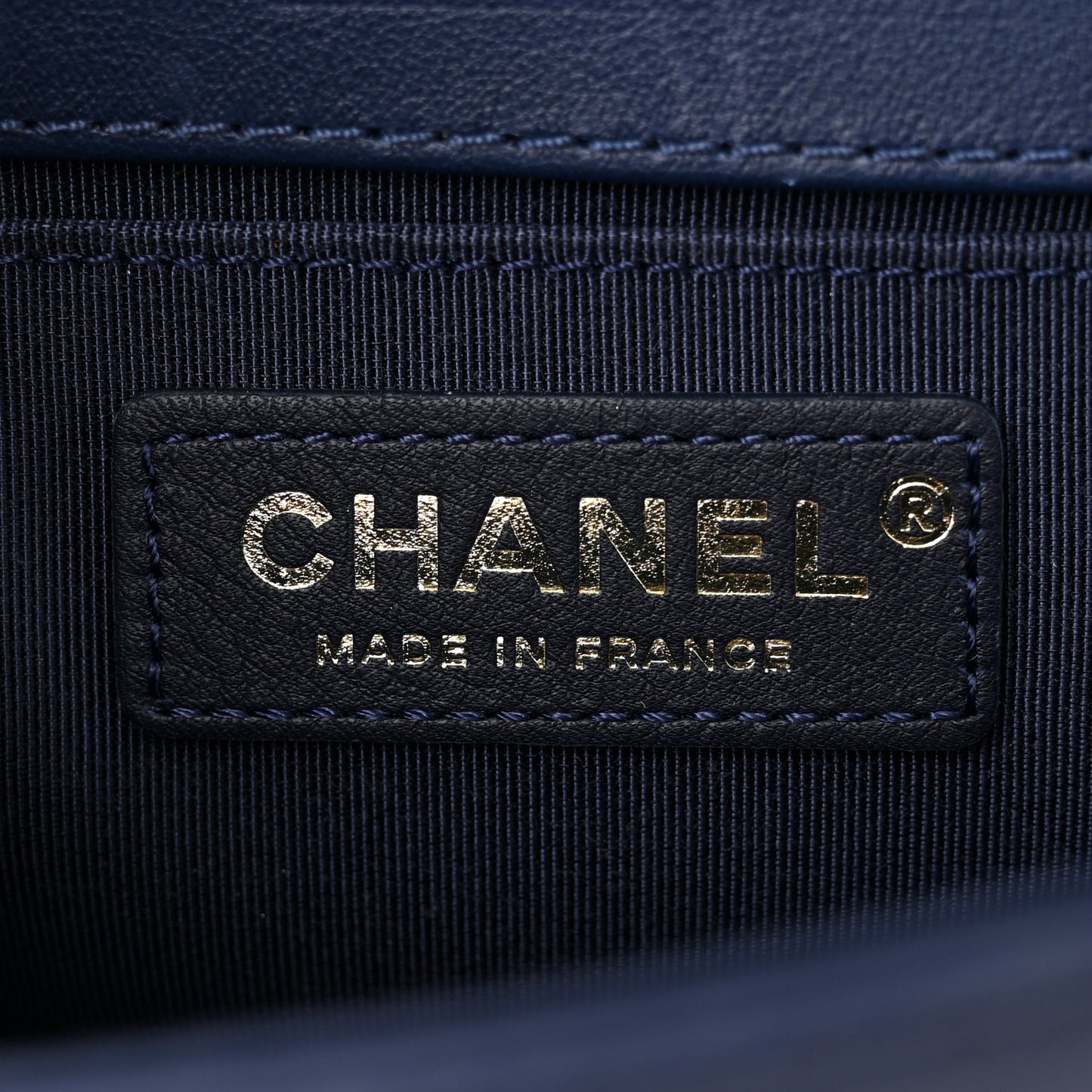 Calfskin Chevron Quilted Braided Small Boy Flap White Navy