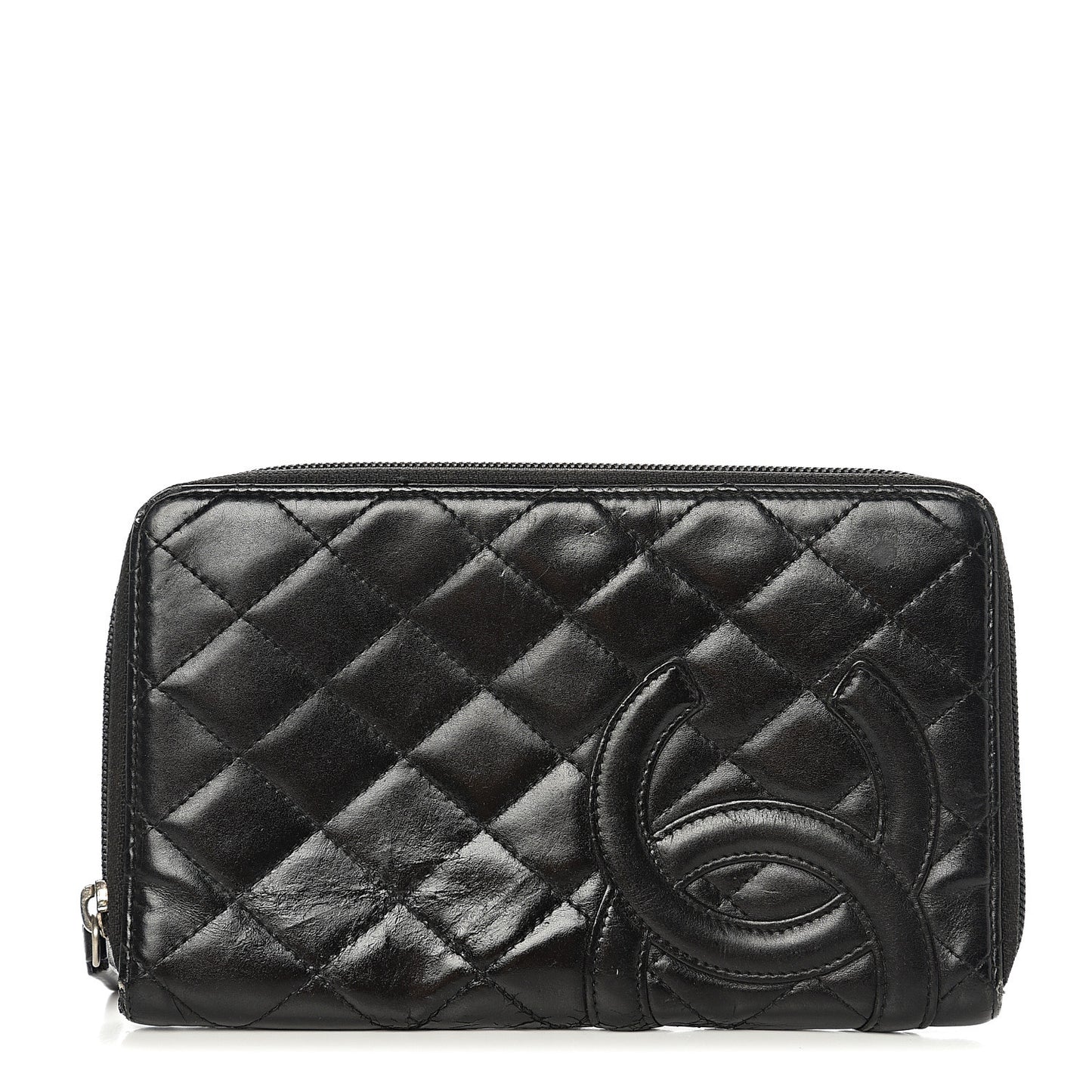 Calfskin Cambon Zip Around Organizer Wallet Black