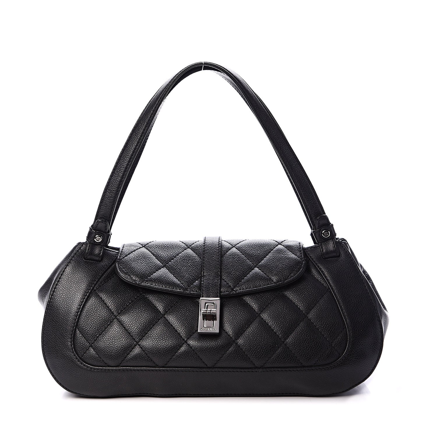 Caviar Quilted Mademoiselle Flap Bag Black