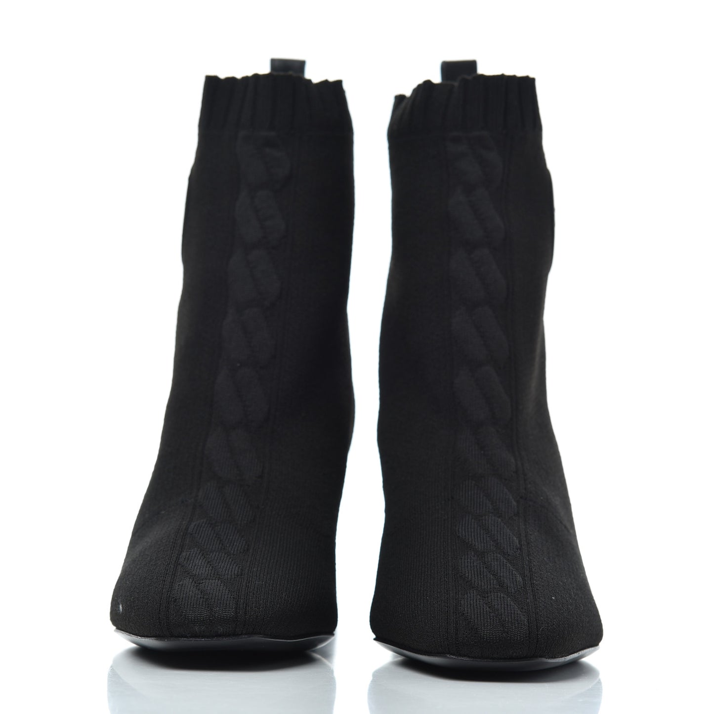 Knit Calfskin Volver Ankle Boots 37.5 Black