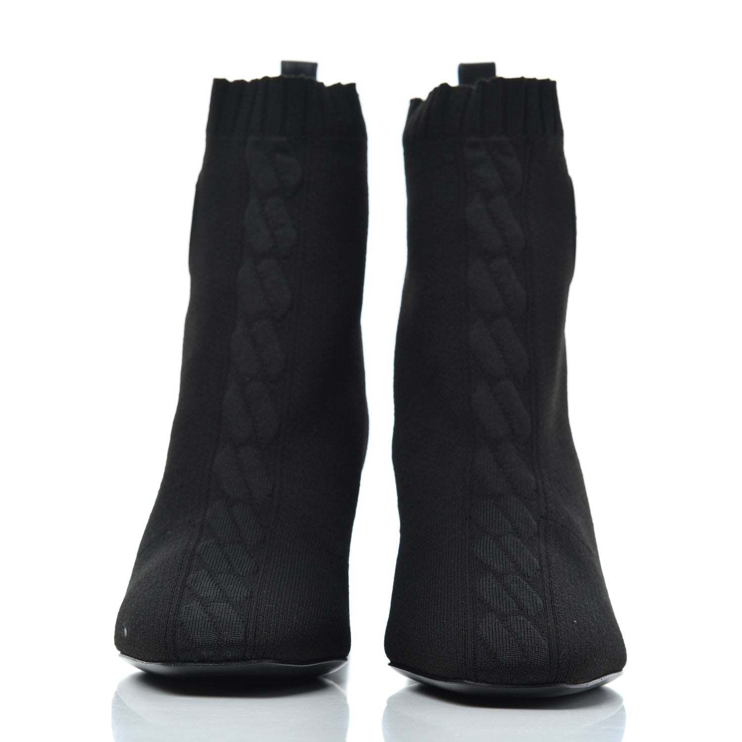 Hermes Knit Calfskin Volver Ankle Boots 37.5 Black 2 of 8
