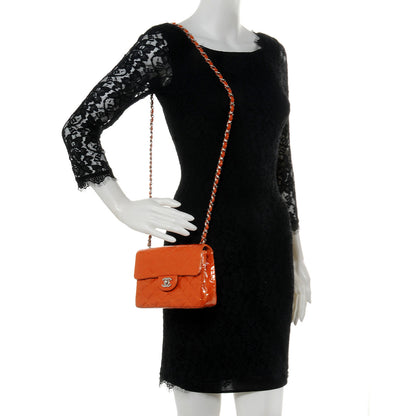 Chanel Patent Quilted Mini Square Flap Orange 2 of 9