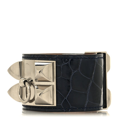 Hermes Alligator Collier de Chien CDC Bracelet T2 Bleu Marine 1 of 6