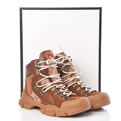 Gucci X SEGA Suede Calfskin GG Monogram Womens Flashtrek High-Top Sneakers 40 New Cuir Beige Ruggine 10 of 10