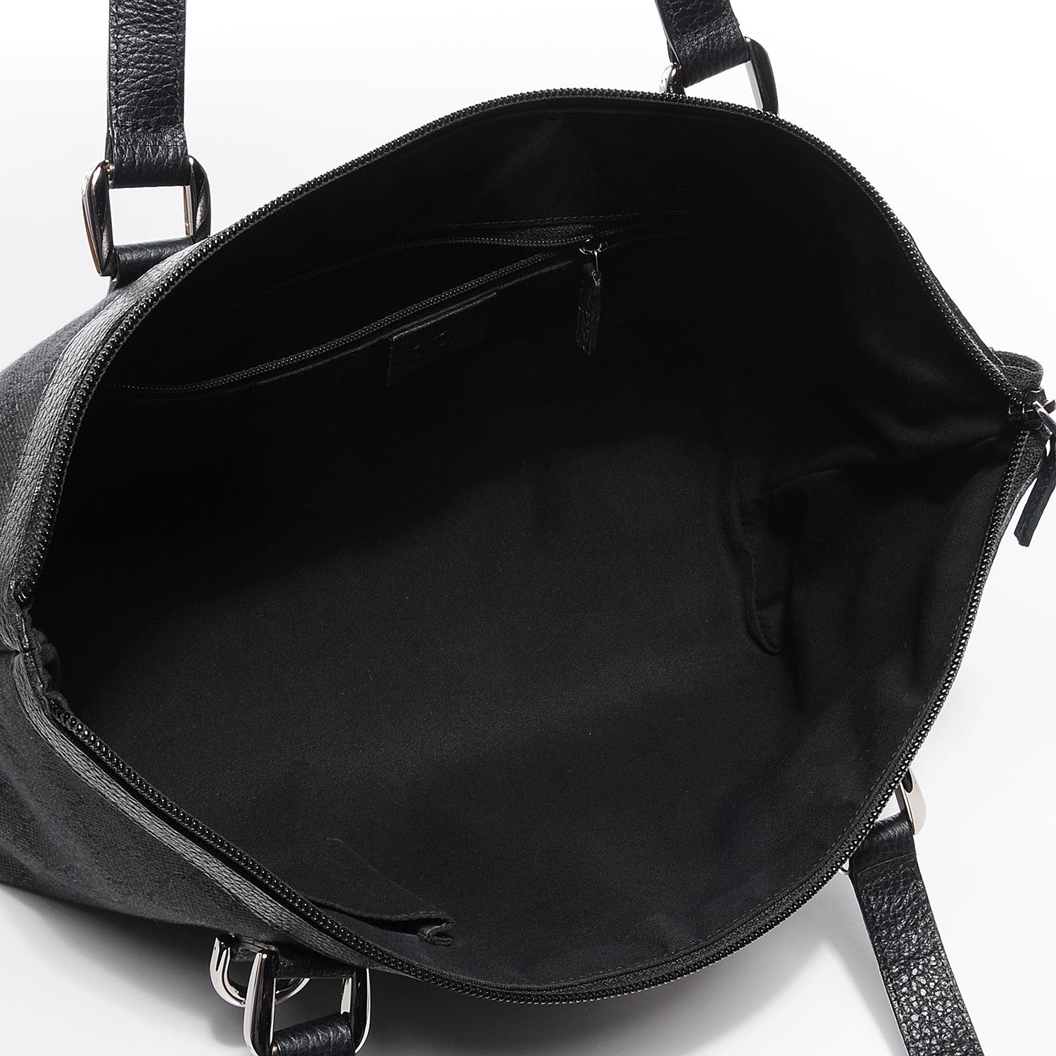 Gucci Denim Monogram Medium Abbey Tote Black 5 of 9